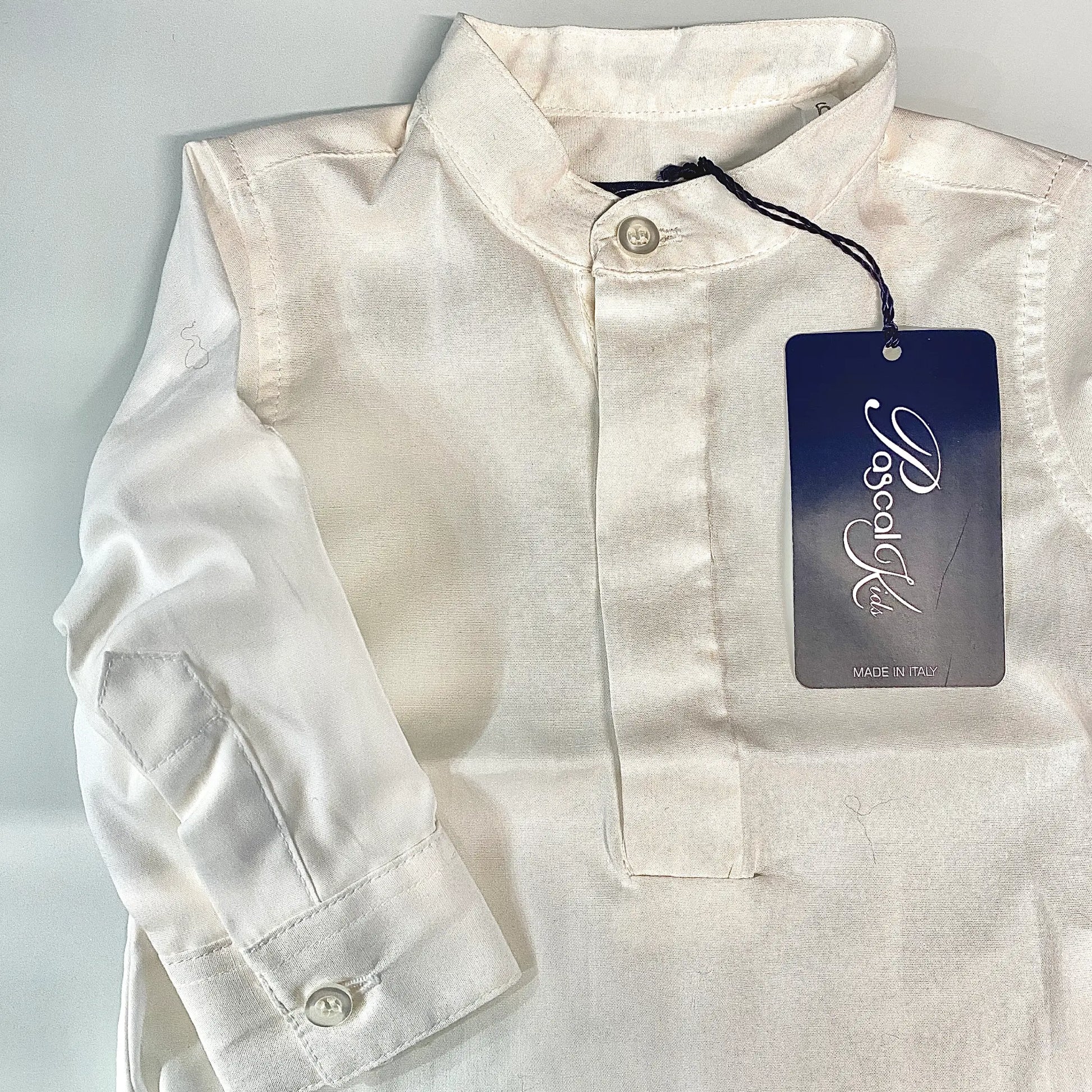 Camicia alla coreana in cotone bianca per neonato