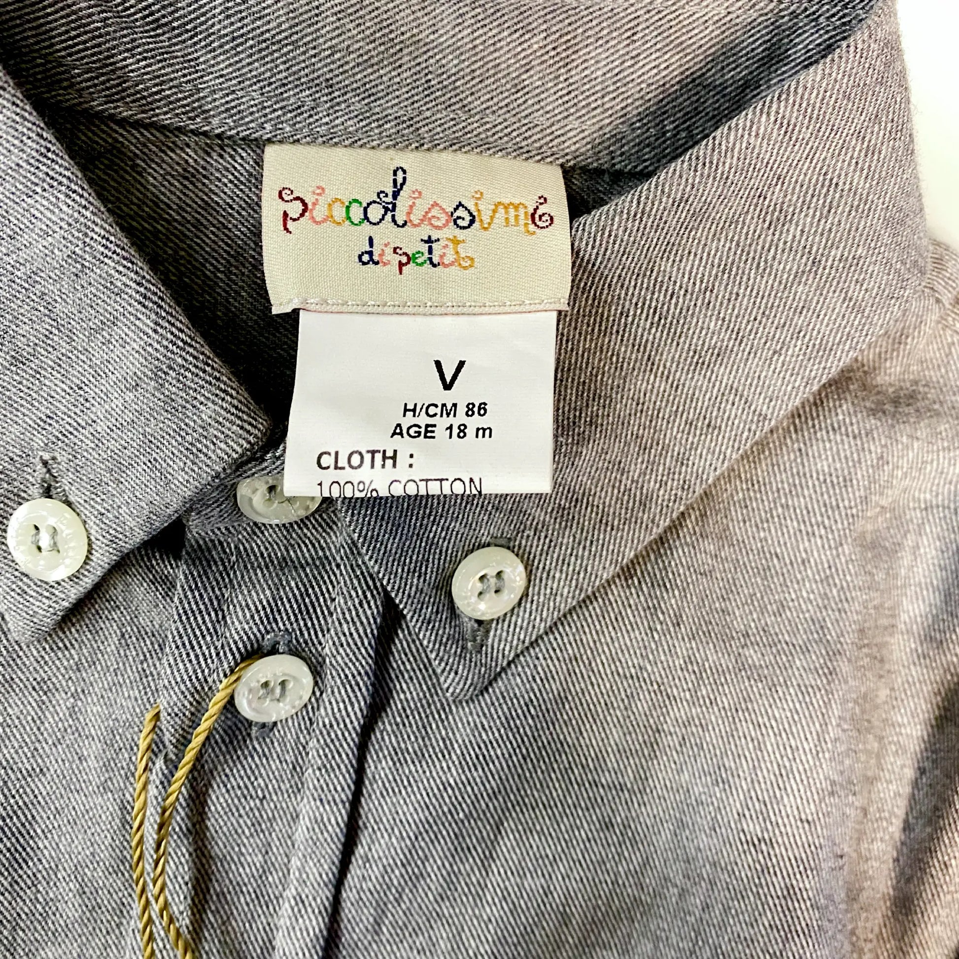 Camicia grigia in cotone per neonato 18 mesi