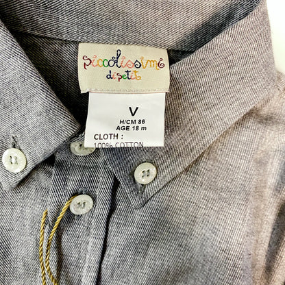 Camicia grigia in cotone per neonato 18 mesi