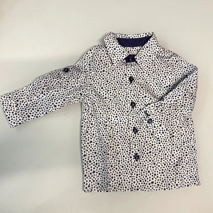 Camicia da neonato fantasia a stelle blu e bainco in outlet
