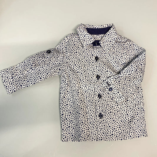Camicia da neonato fantasia a stelle blu e bainco in outlet