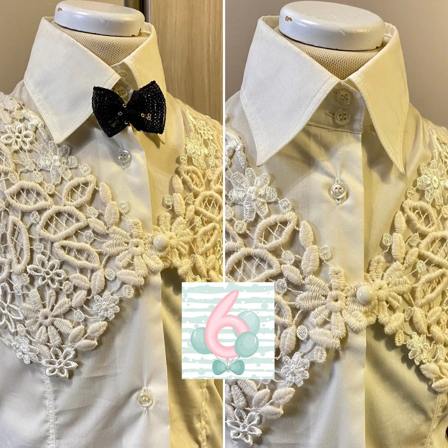 Camicia con papillon amovibile 6 anni