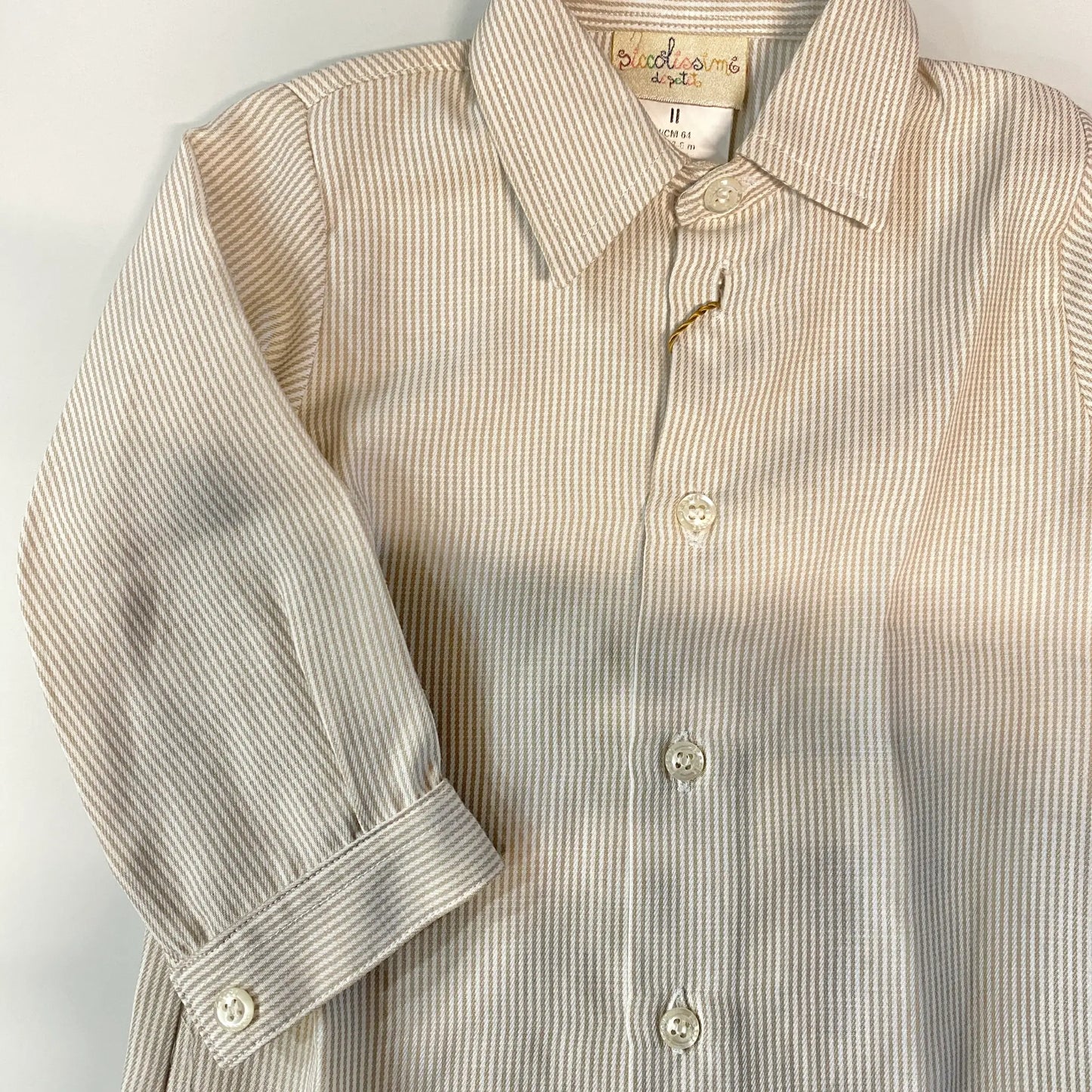 Camicia a righe beige per neonato