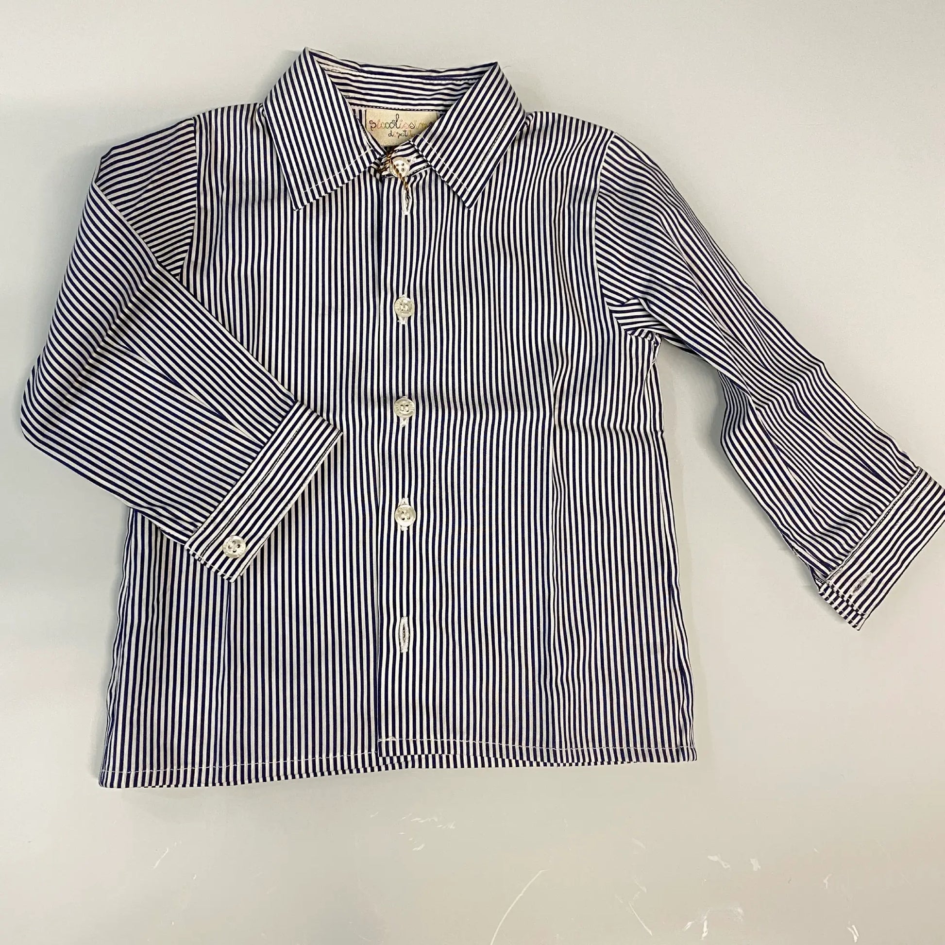 Camicia a righe blu per neonato scontata
