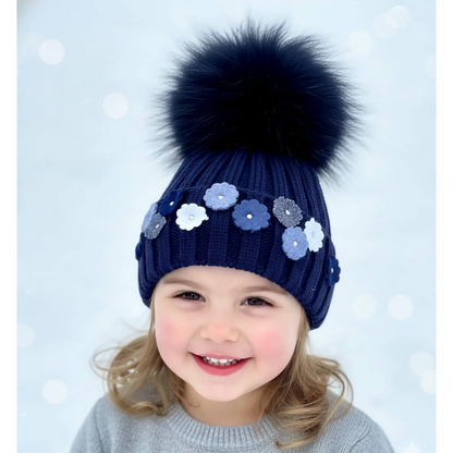 Cappello in lana blu per bambina in Outlet