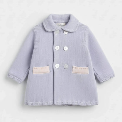 Cappottino elegante celeste polvere per battesimo scontato