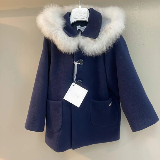 Cappotto in lana velour blu in sconto outlet
