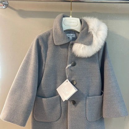 Cappottino con pellicciotto staccabile per bambino in lana