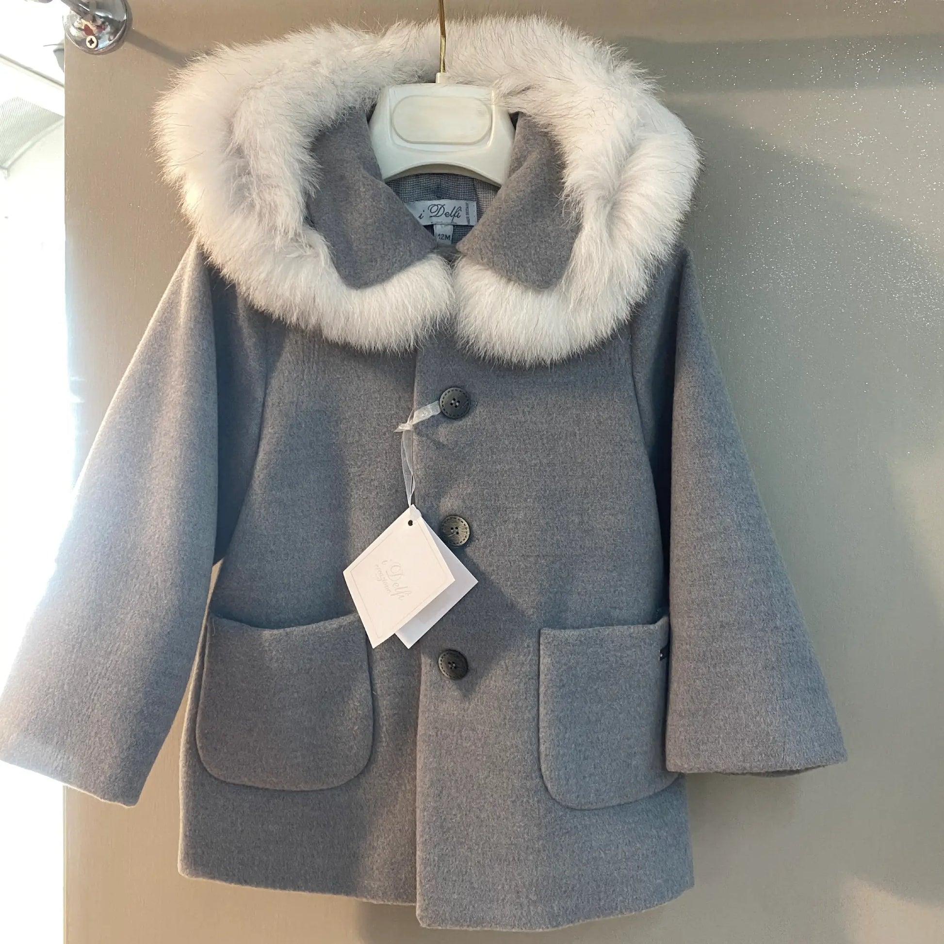 Cappotto bambino in lana velour grigio offerta outlet