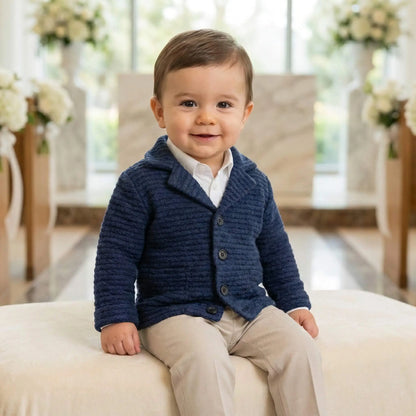 Cardigan elegante per neonato di colore blu in OUTLET