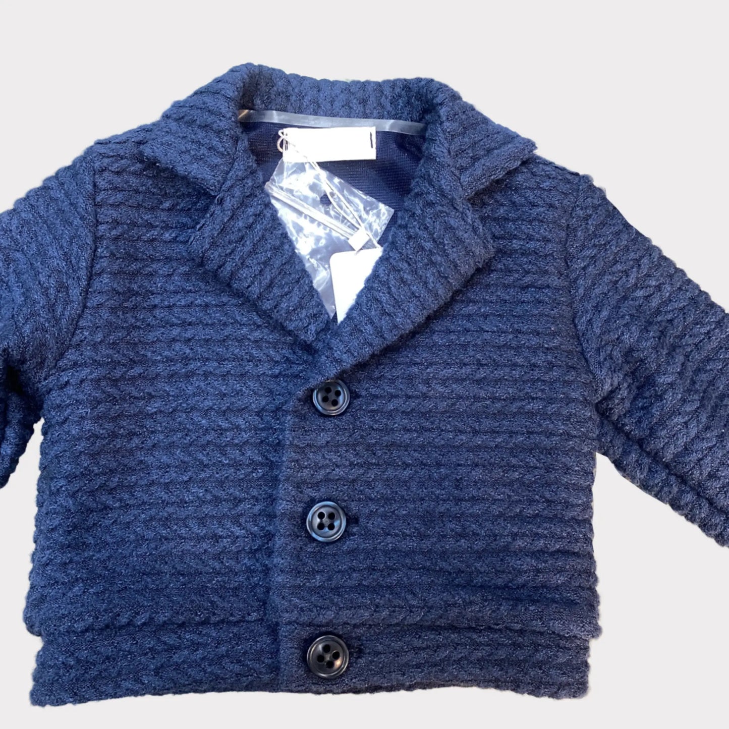 Cardigan elegante per neonato in morbida maglia blu