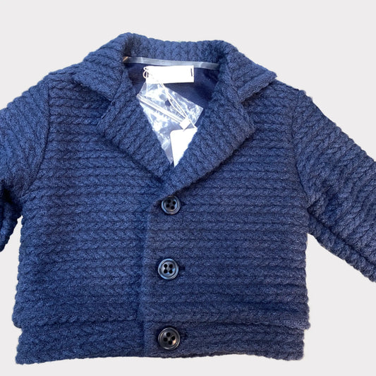 Cardigan elegante per neonato in morbida maglia blu