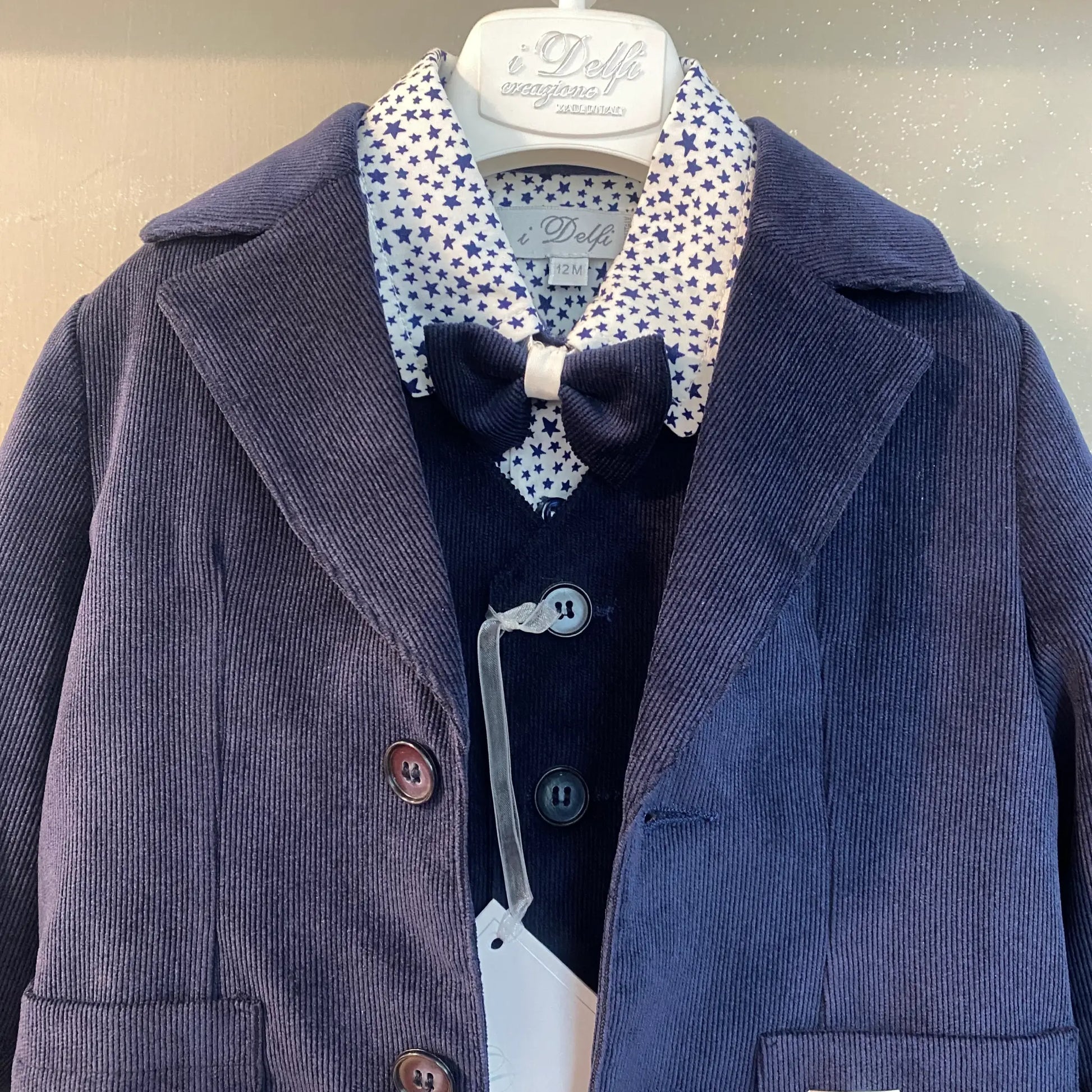 Completo elegante 5 pezzi blu invernale per neonato in offerta outlet