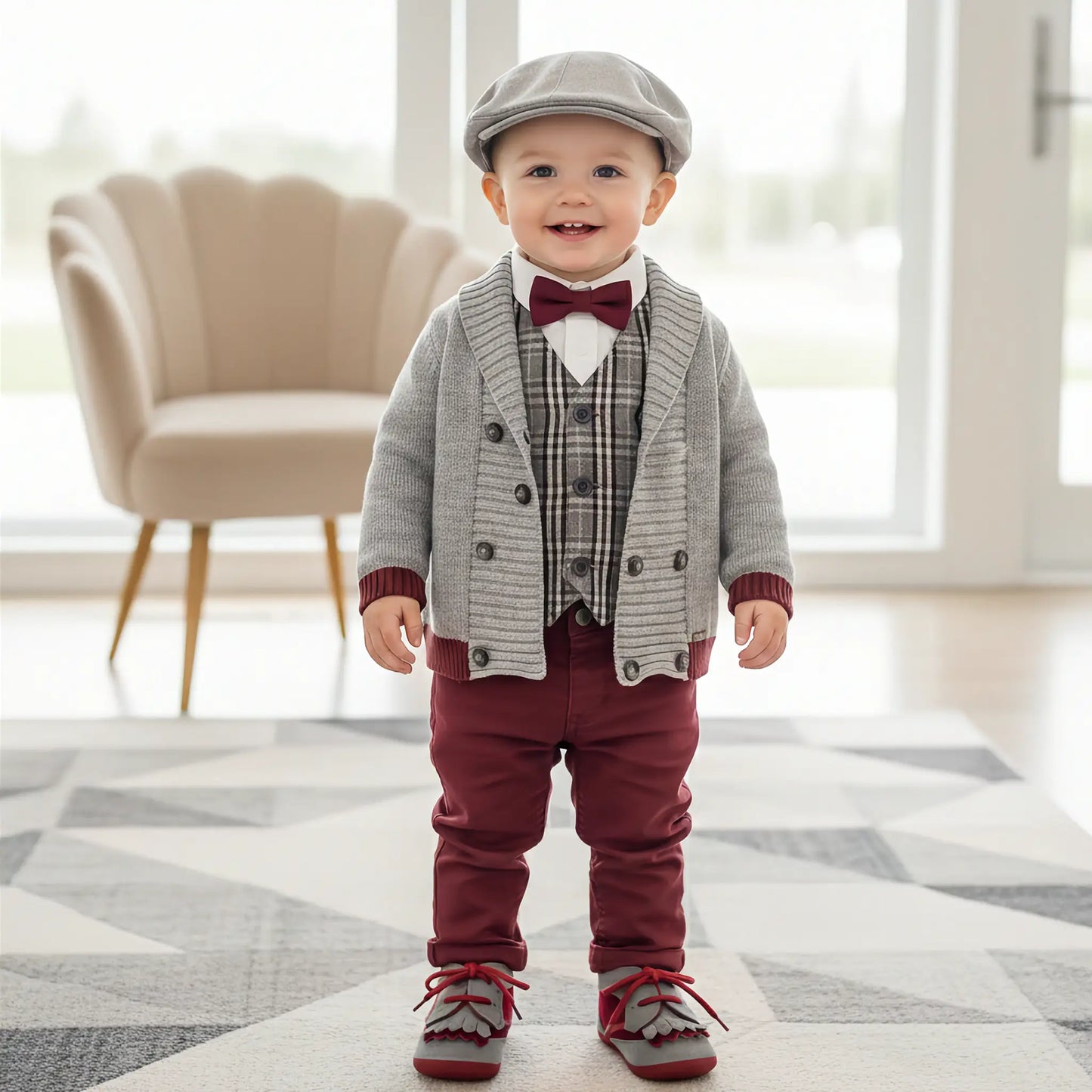 Completo abito pantaloni lunghi con giacchino, con scarpe e cappello abbinato in OUTLET