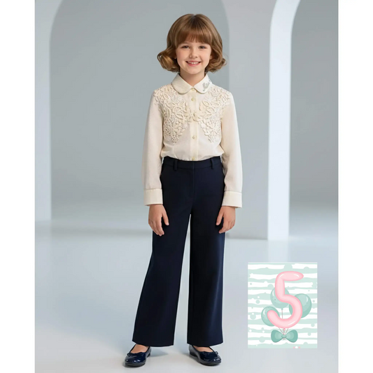 Completo per bambina 5 anni da cerimonia composto da camicia, gilet e pantaloni 