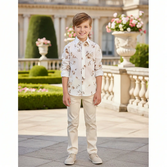 Completo bambino camicia e pantalone per cerimonie primavera estate in OUTLET