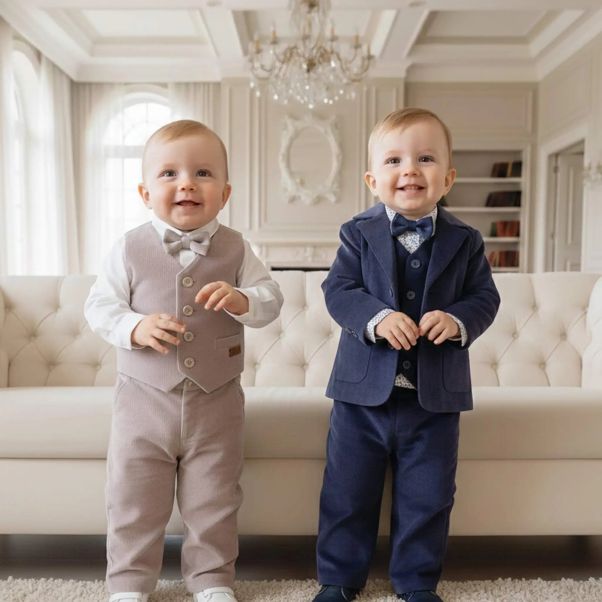 Completo da battesimo e da cerimonia per neonato in velluto OUTLET