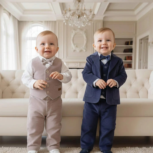 Completo da battesimo e da cerimonia per neonato in velluto OUTLET