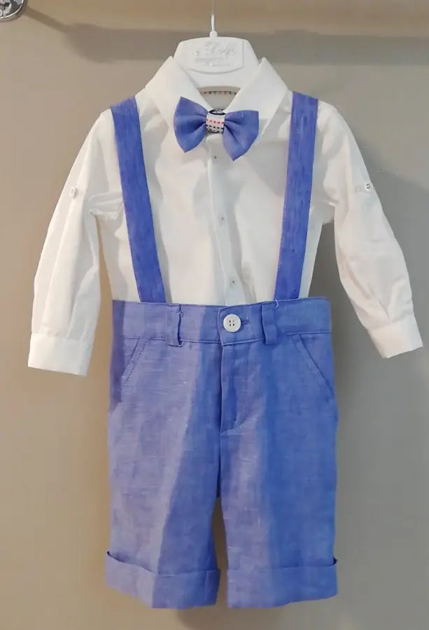 Completo da battesimo per neonato: pantaloni, camicia e papillon