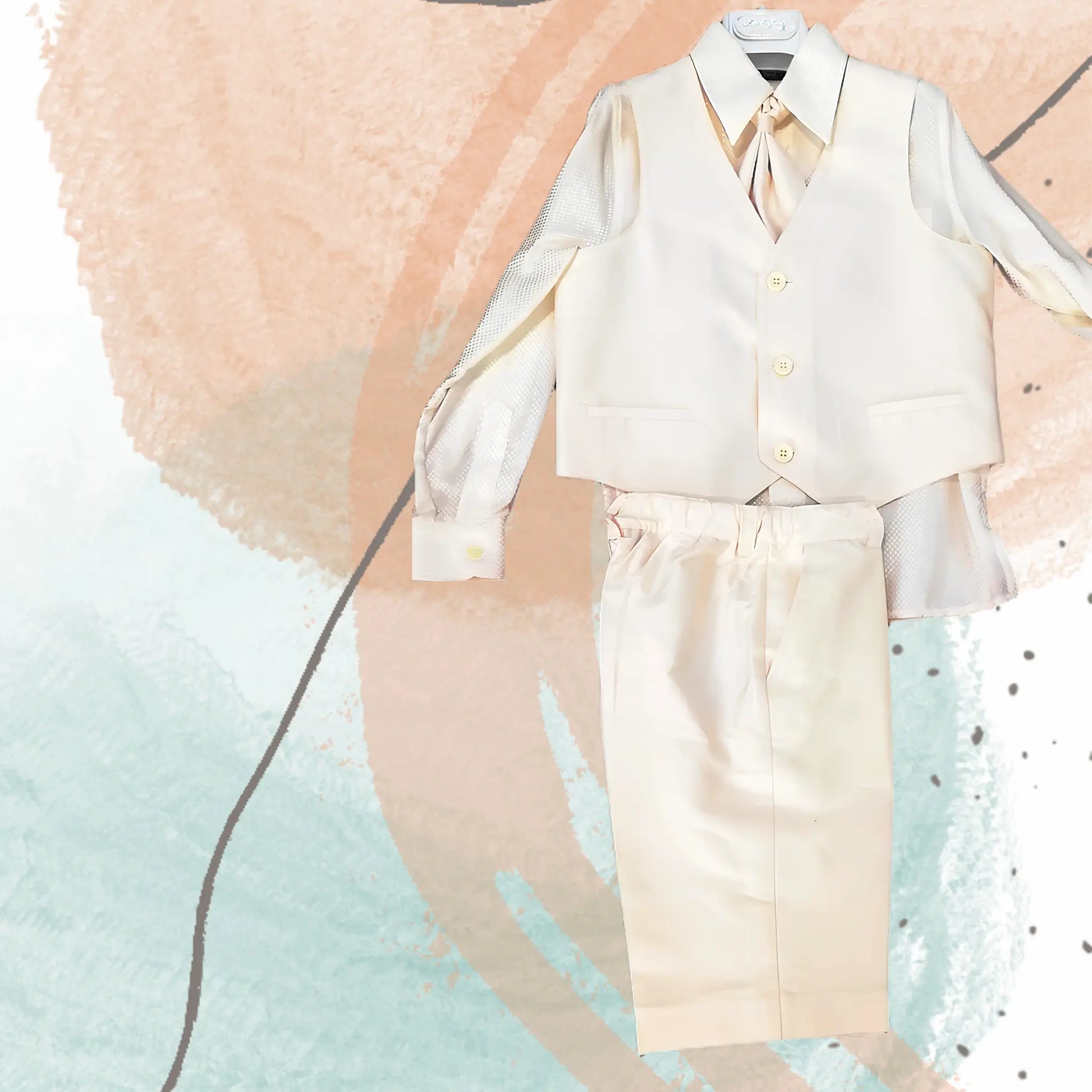 Completo da paggetto in seta con bermuda color bianco panna