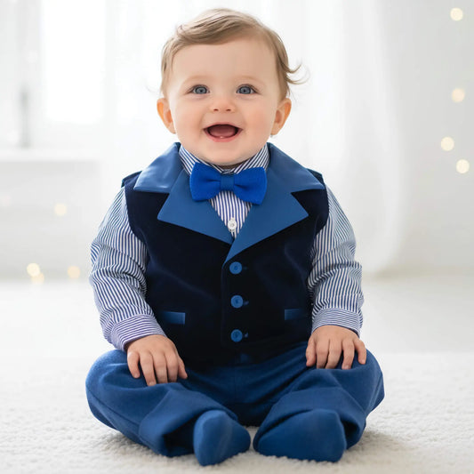 Completo casual chic per battesimo neonato in outlet