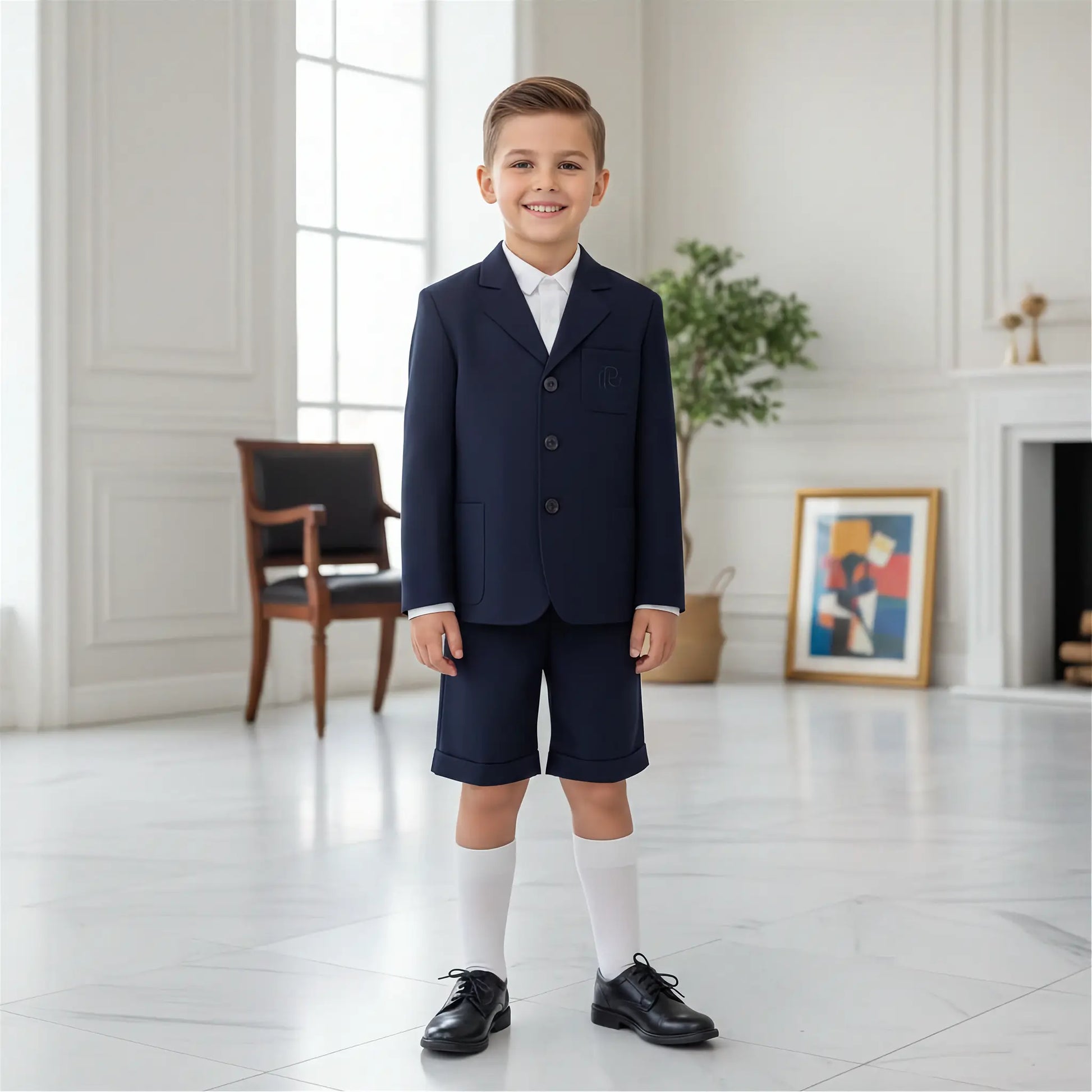 Completo per cerimonia estiva bambino composto da giacca + bermuda in OUTLET