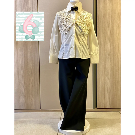 Completo per bambina 6 anni da cerimonia composto da camicia, gilet e pantaloni 