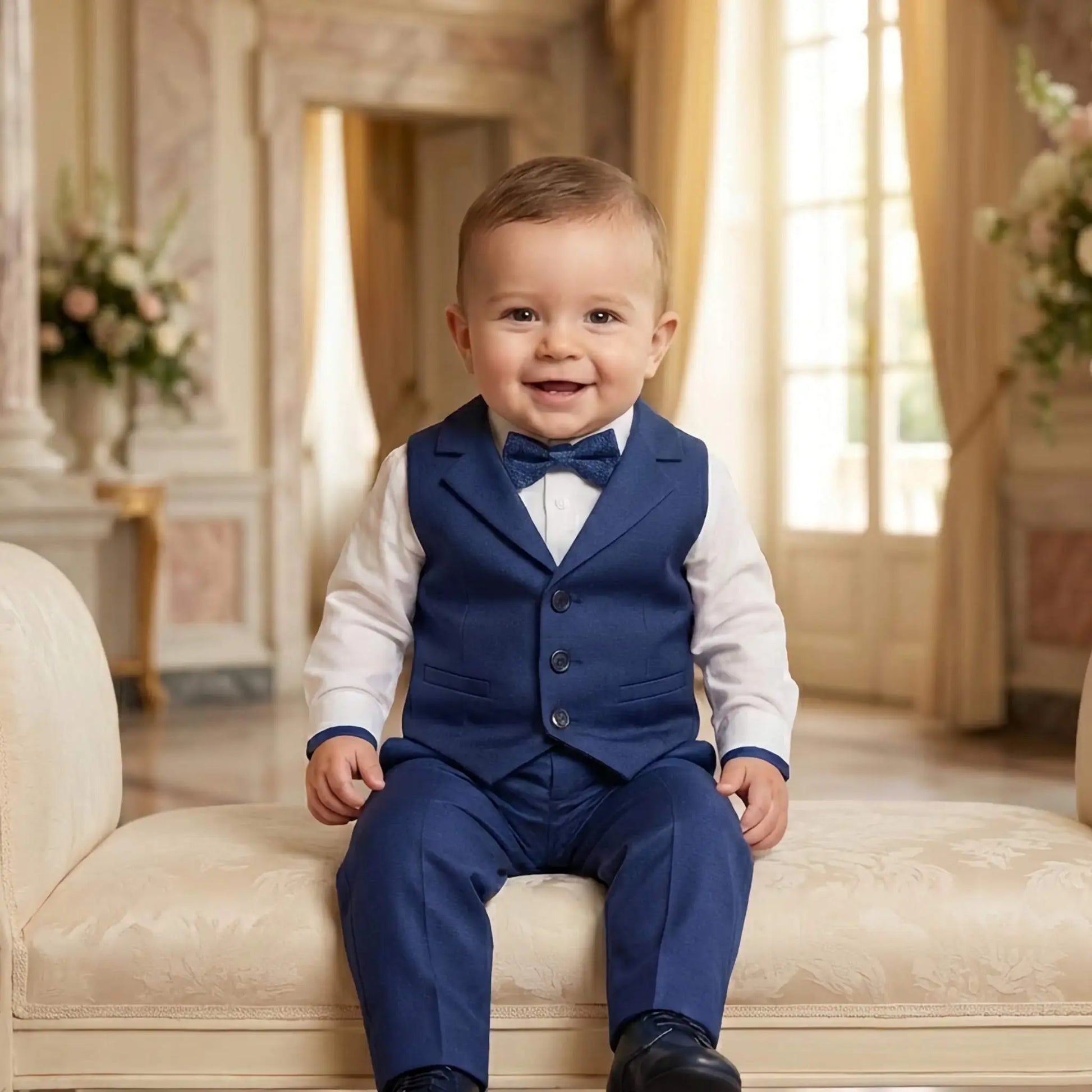 Completo cerimonia battesimo blu per neonato in OUTLET