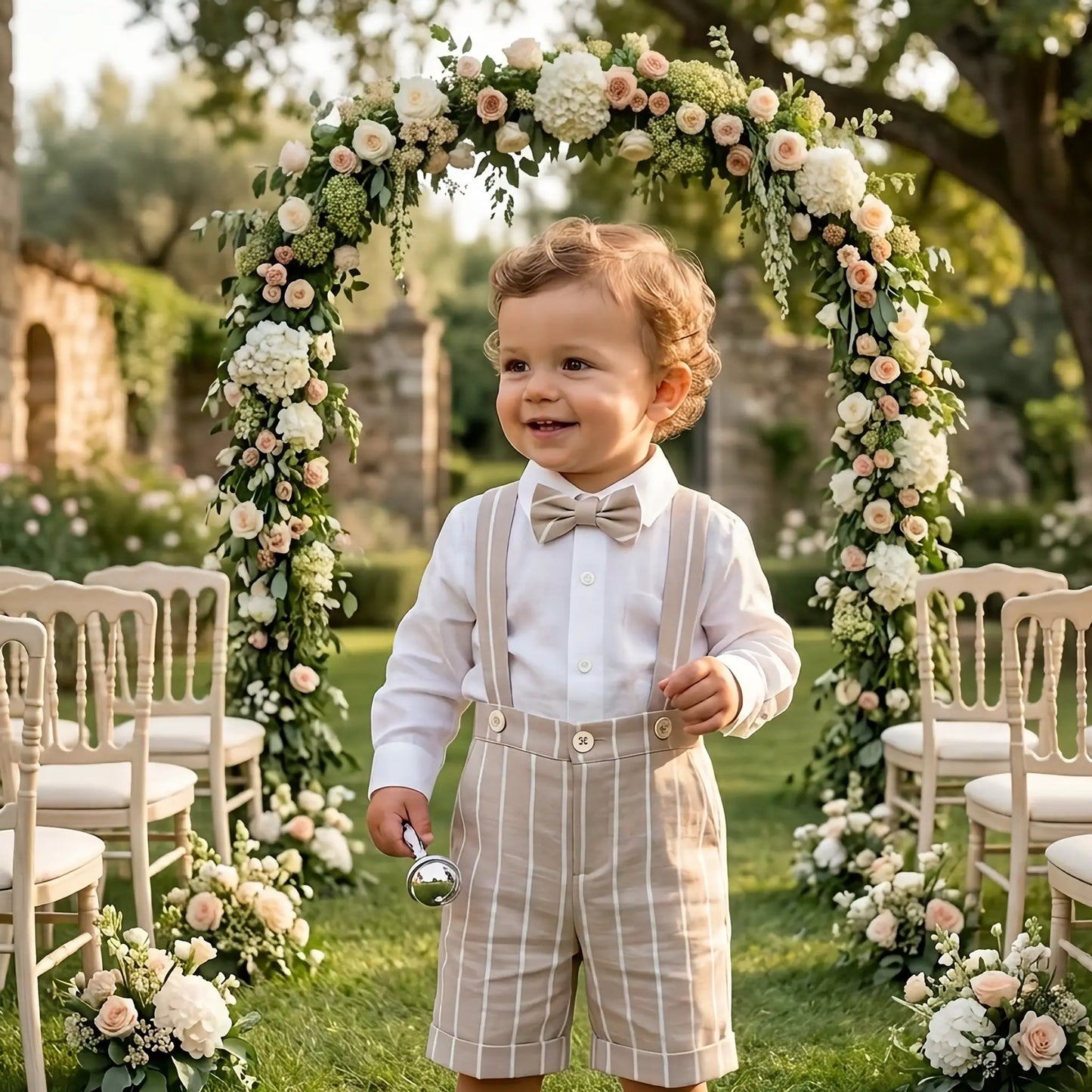 Completo in lino per cerimonia estiva bambino. Offerta OUTLET