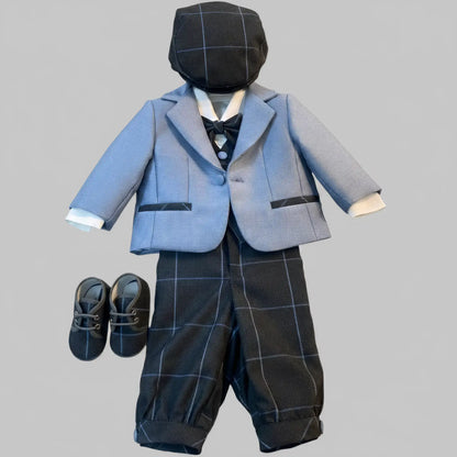 Completo da cerimonia per neonato composto da abito più scarpe e coppola abbinato