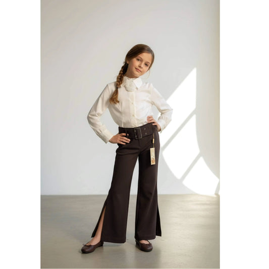 Completo elegante per bambina 2 pezzi: pantalone  camicia in outlet