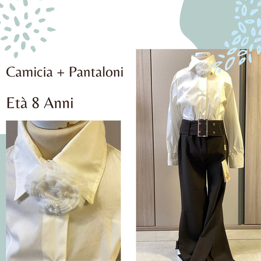 Completo elegante per bambina composto da camicia più pantaloni