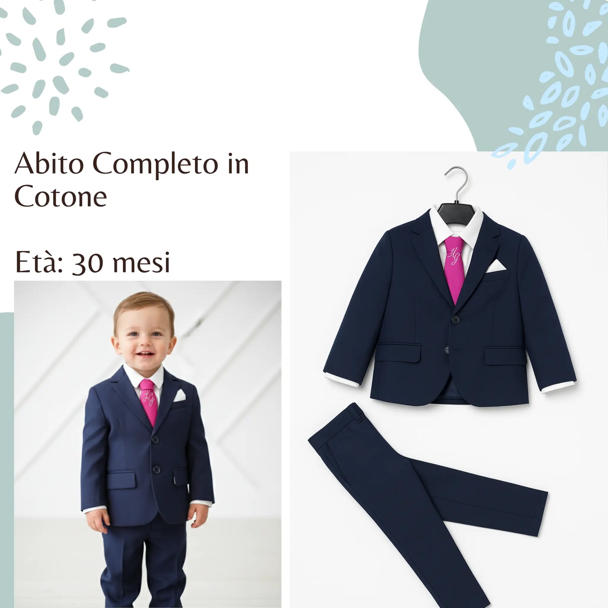 Completo elegante per bambino 30 mesi blu navy