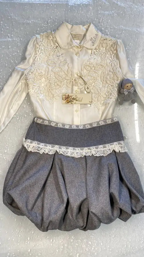 Completo elegante camicia e gonna per bambina