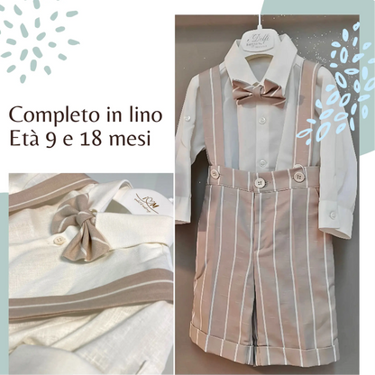 Completo in lino per battesimo estivo bambino