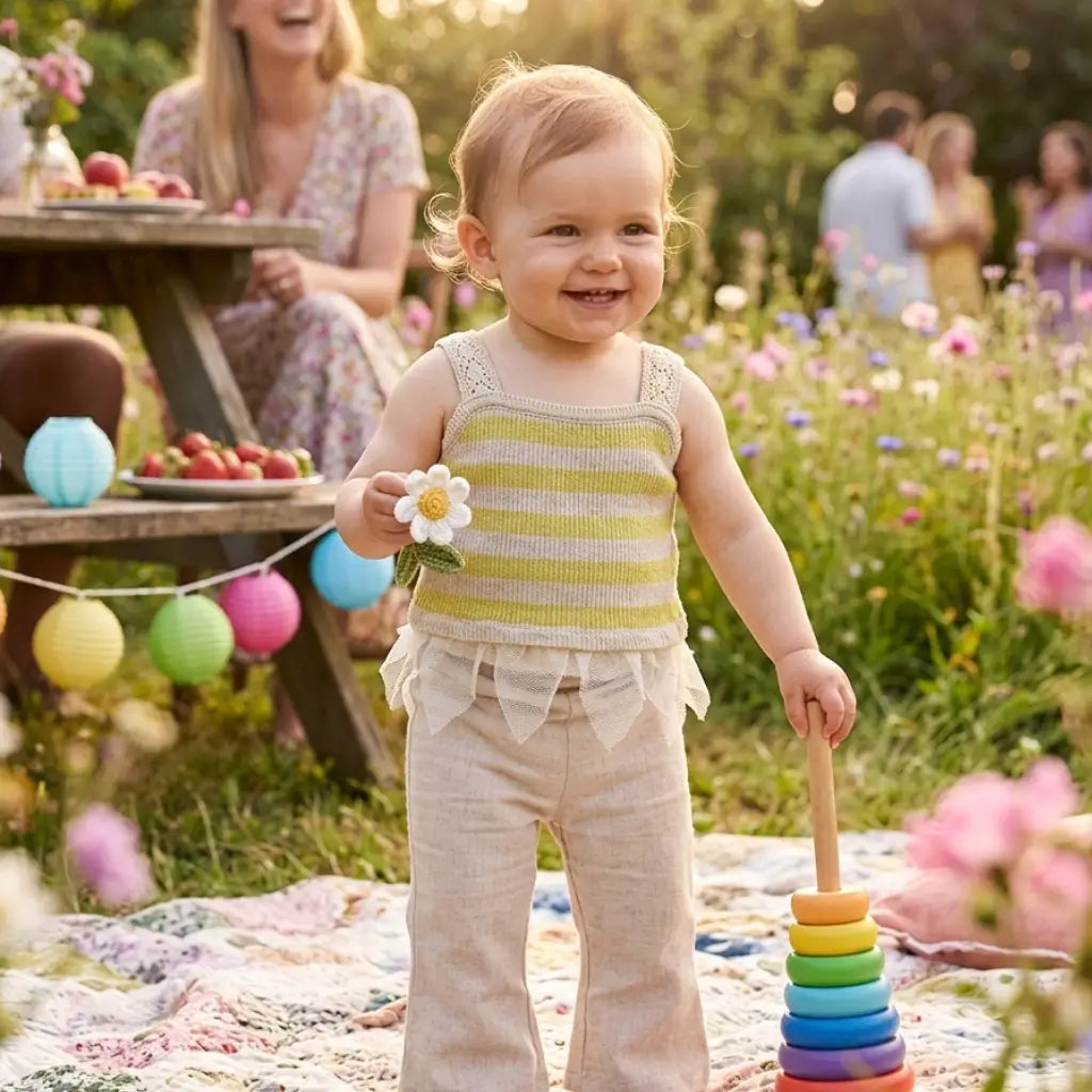 completo in lino elegante per bambina in OUTLET