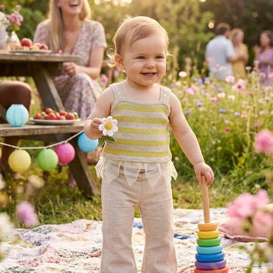 completo in lino elegante per bambina in OUTLET