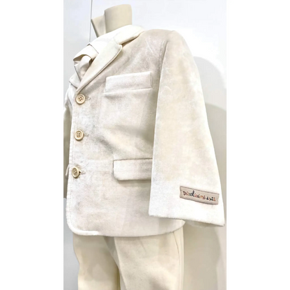 Completo da neonato in velluto bianco per battesimo