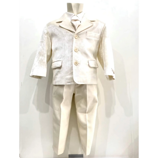 Completo di velluto bianco per battesimo bambino
