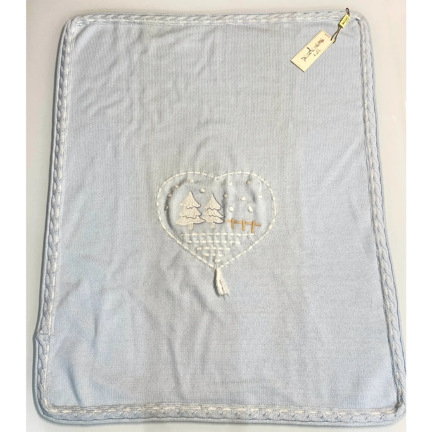 Copertina da culla in lana 100% con disegno invernale in Outlet