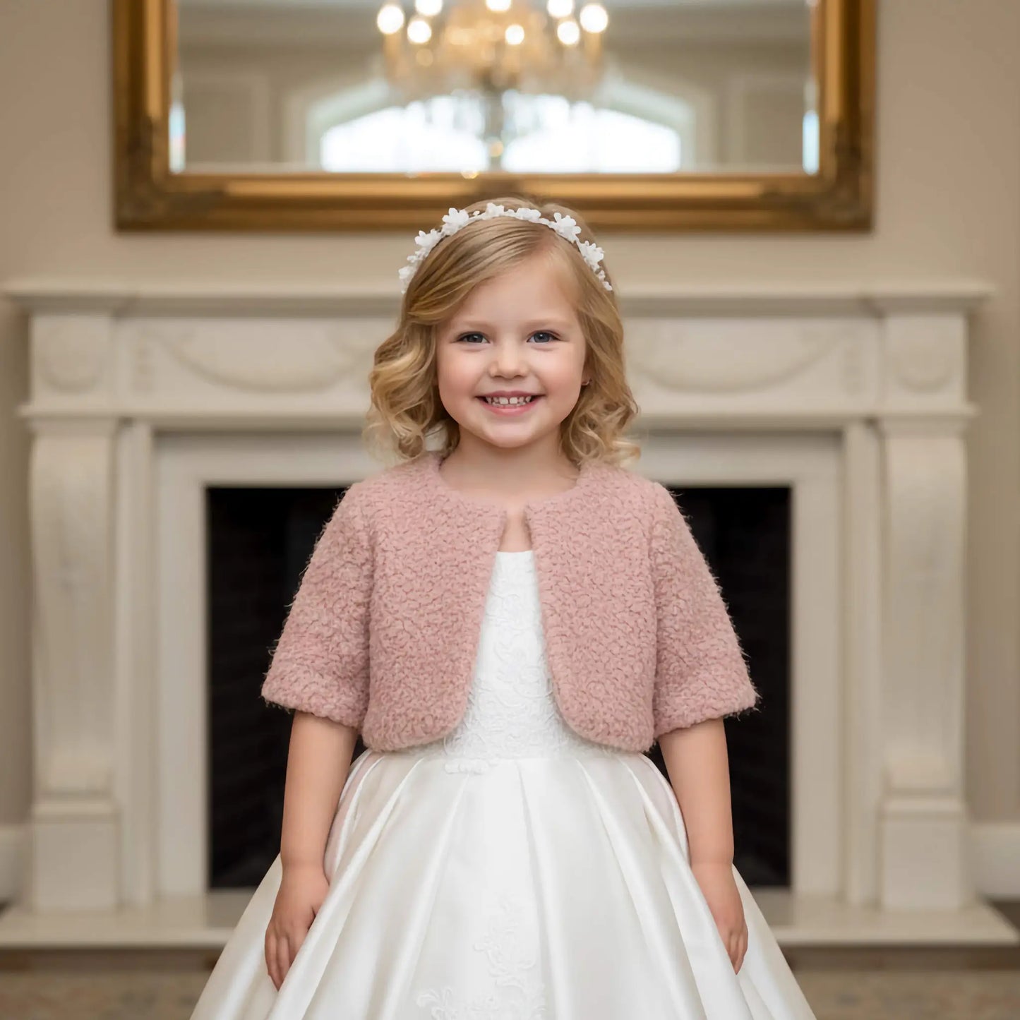 Coprispalle elegante in tessuto Bouclé per bambina in outlet