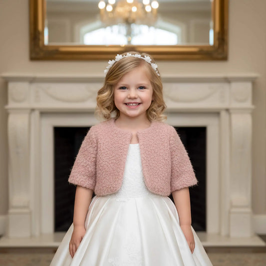 Coprispalle elegante in tessuto Bouclé per bambina in outlet