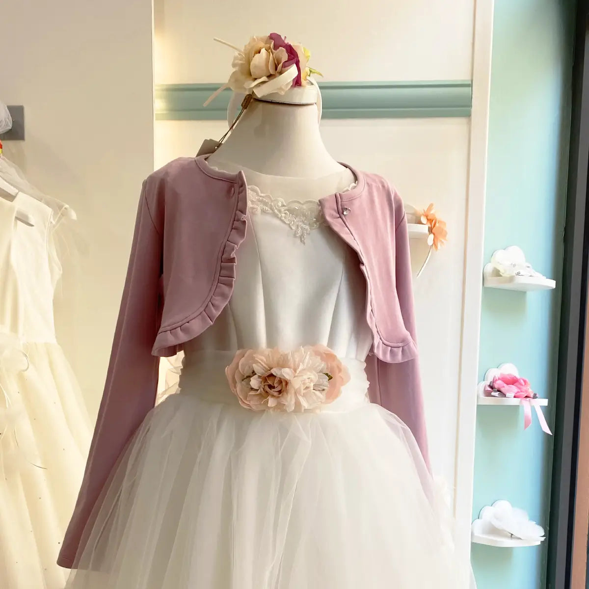 Alvivi Coprispalle Elegante Per Bambina - Bolero Maniche Lunghe Con Fiori Ricamati, Per Matrimonio E Damigella, 2-12 Anni