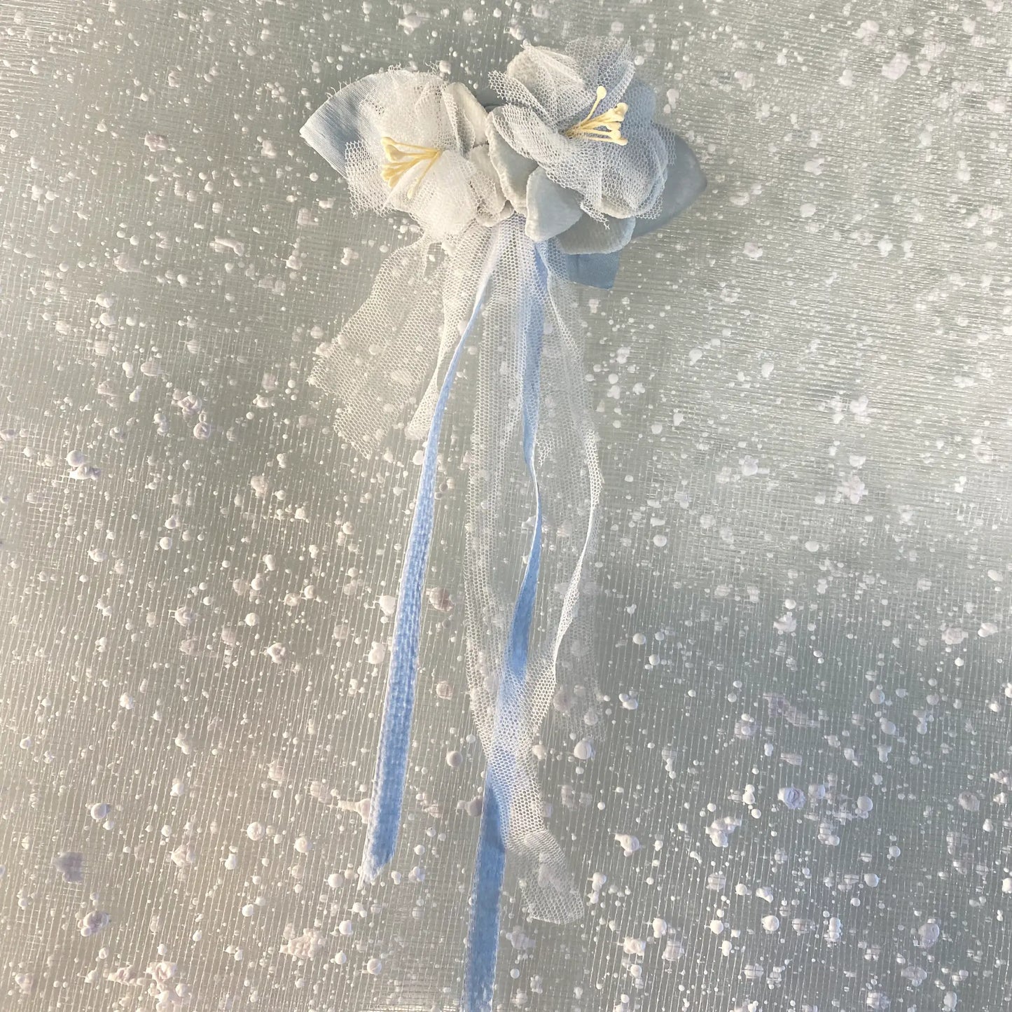 Fermaglio per capelli bambina in velluto azzurro