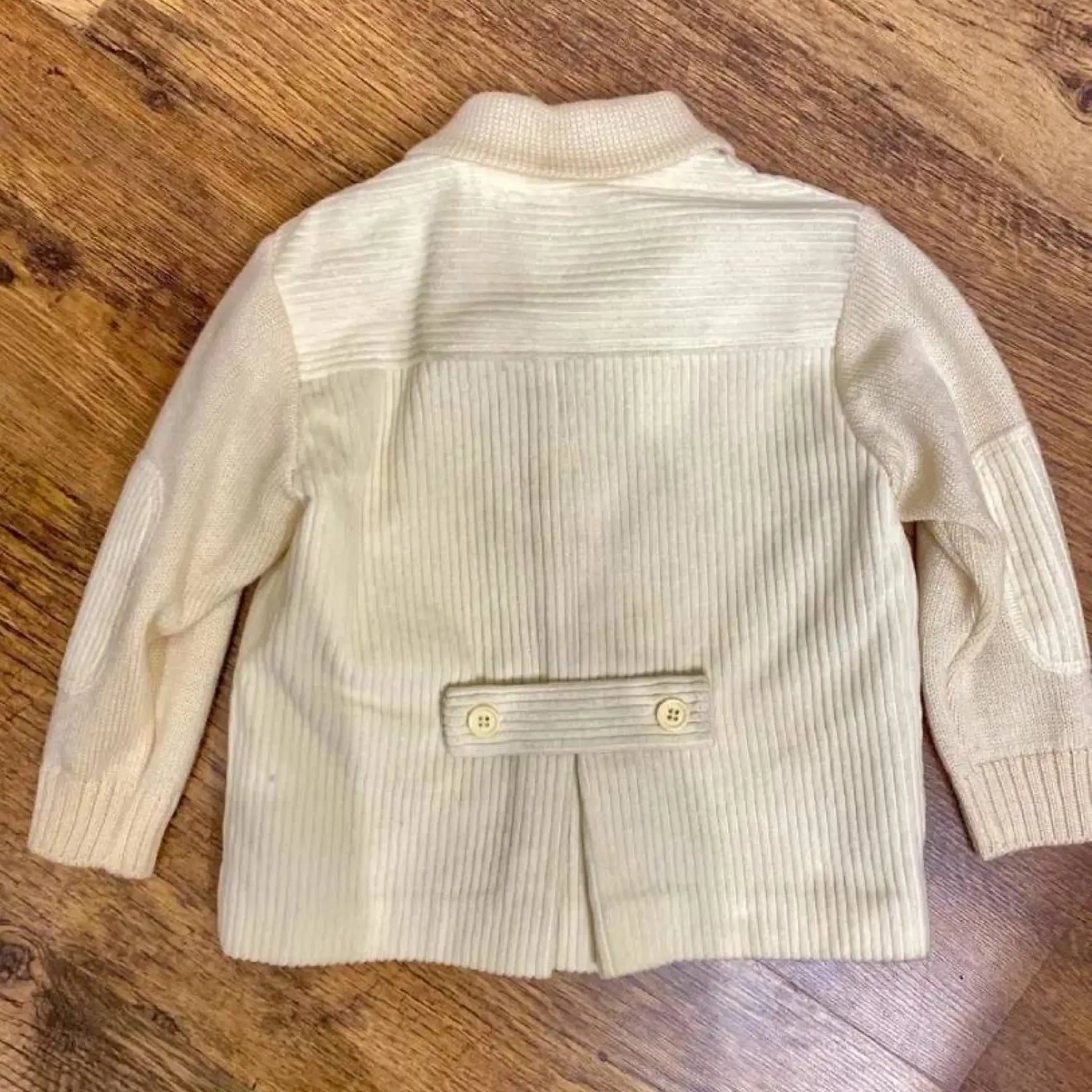 Giacca color panna per neonato in velluto e lana