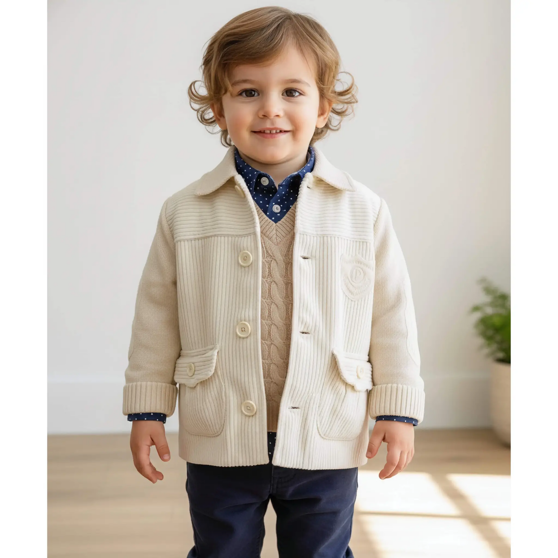 Giacca in velluto e lana per neonato in outlet