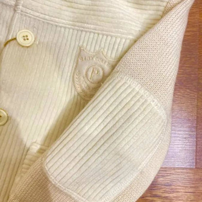 giacchina neonato in velluto e lana color panna