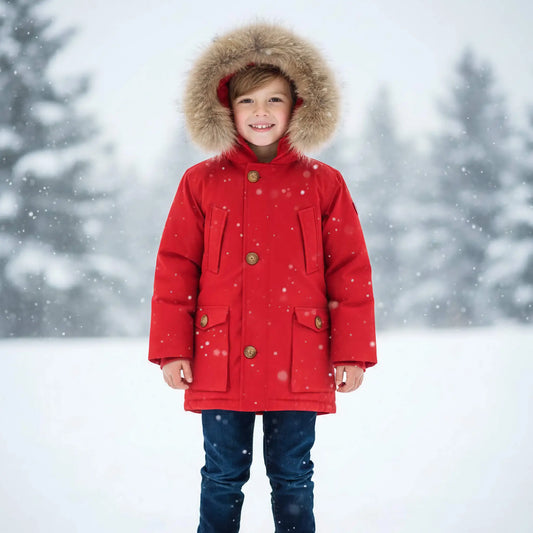 GIaccone rosso da bambinoMixture modello Woolrich in OUTLET