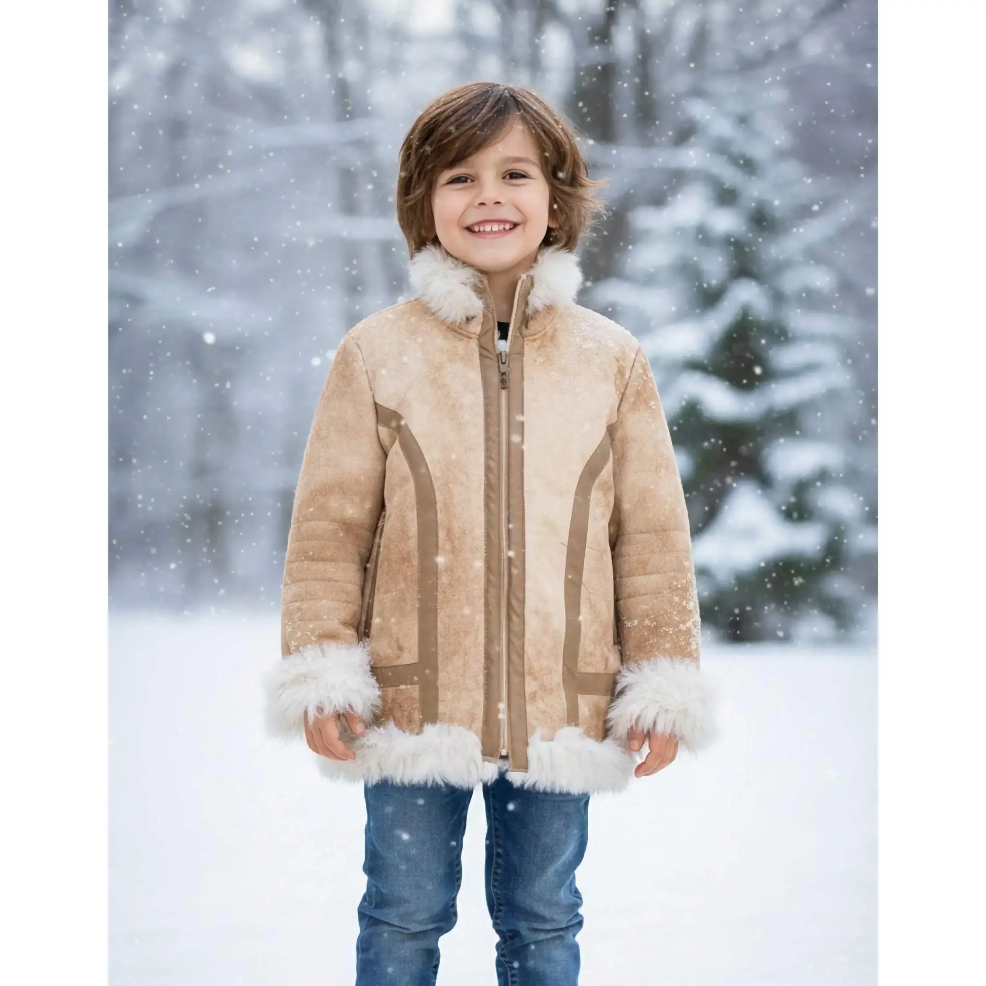 Giaccone scamosciato per bambino in sconto Outlet