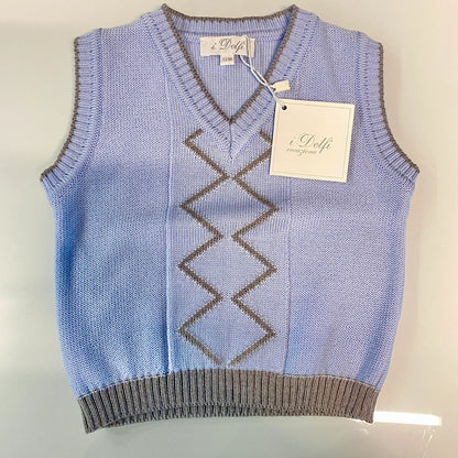Gilet neonato in lana color azzurro cielo in outlet